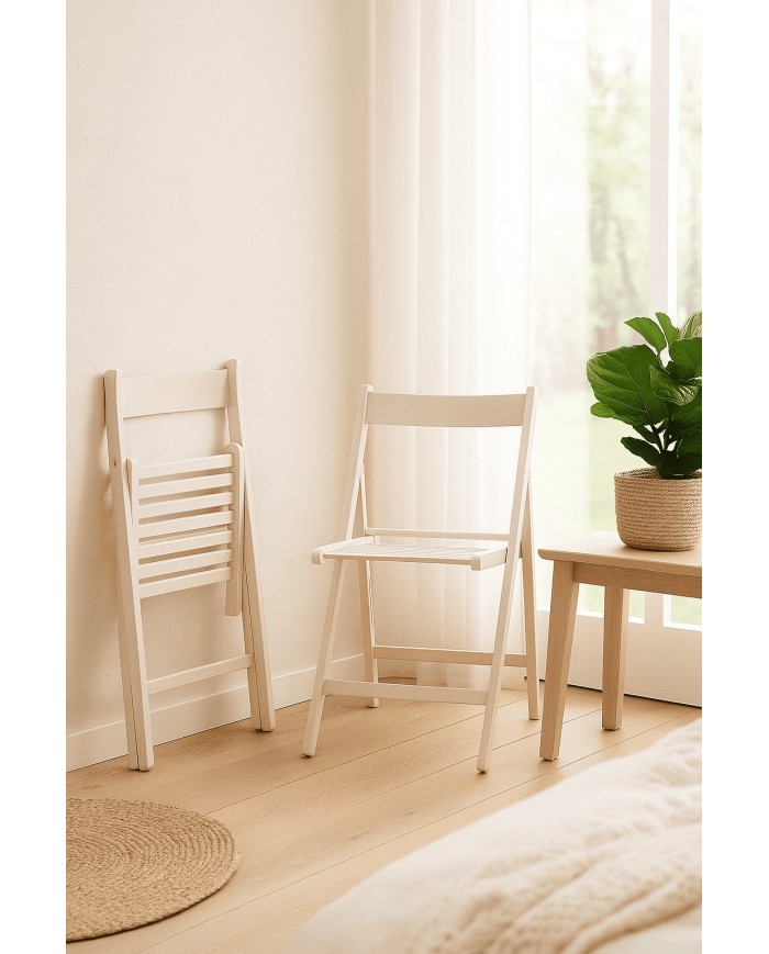 Silla Plegable Blanca de Madera – Edición Única en Outlet Silla Plegable Blanca de Madera – Edición Única en Outlet