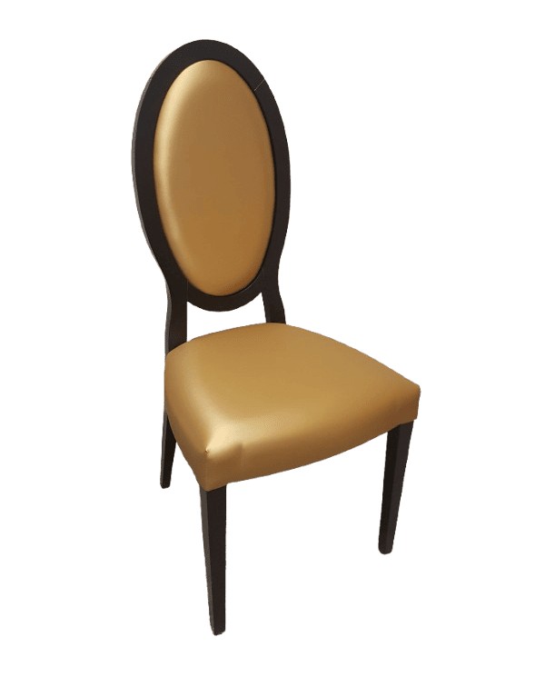 Silla Dorada de Diseño Clásico con Respaldo Ovalado – Unidad Única en Outlet