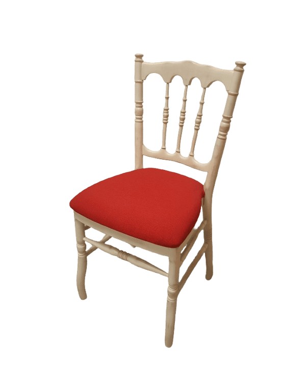 Silla clásica vintage con asiento rojo – Unidad única en Outlet