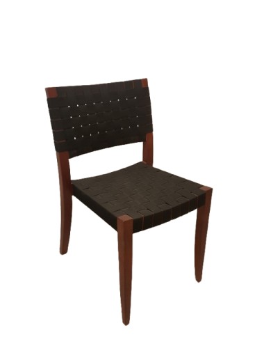 Silla de Diseño Clásico en Madera y Cinta Negra - Pieza Única Outlet