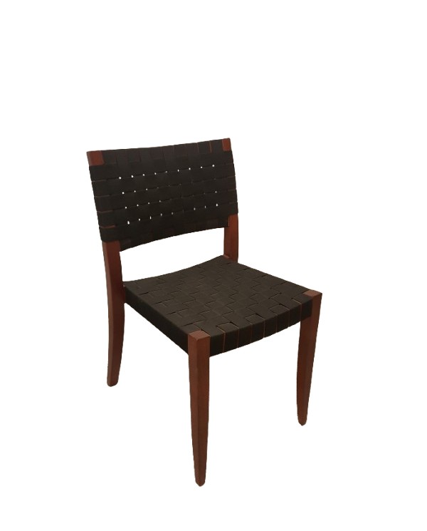 Silla de Diseño Clásico en Madera y Cinta Negra - Pieza Única Outlet