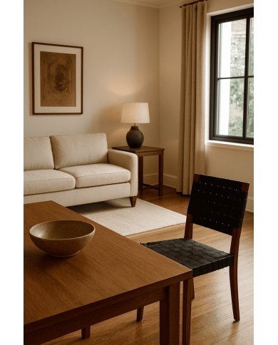 Silla de diseño en madera y cincha negra (última unidad)