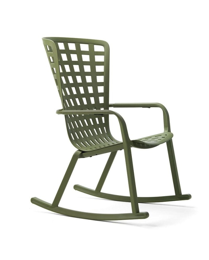 Sillón Folio Rocking Nardi reclinable en resina para hogar y hostelería, resistente. Opción fijo y tapicería.