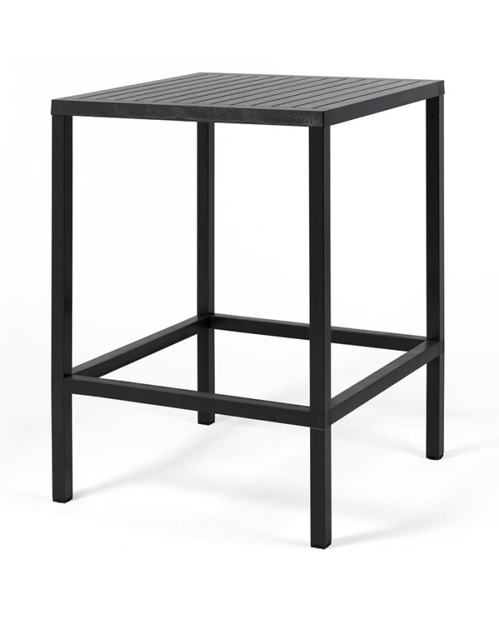Mesa alta cuadrada para exterior, jardín y hostelería. Opción altura 75 cm. y rectangular