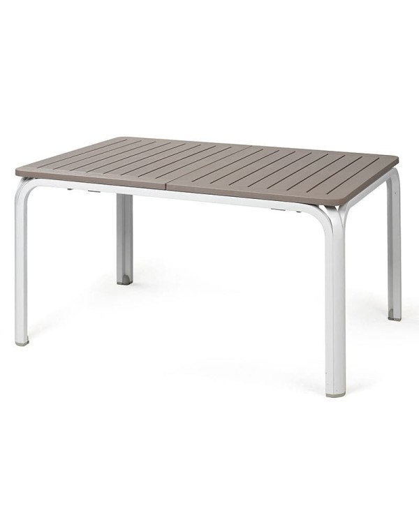 Mesa de 140x100 cm. extensible de 210x100 cm. para jardín en polipropileno. Opción de 210x100 cm. extensible a 280x100 cm.