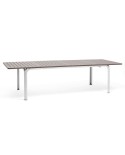 Mesa Alloro 210 Nardi para hogar y hostelería en polipropileno efecto madera y aluminio, resistente y funcional para exterior.