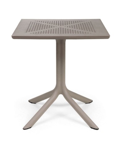 Mesa Clip 70 NARDI con 4 apoyos fabricada en polipropileno con fibra de vidrio para hogar y hostelería. Opción en 80x80 cm.