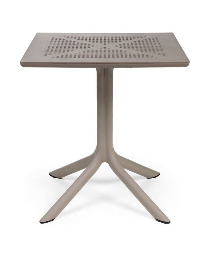 Mesa Clip 70 NARDI con 4 apoyos fabricada en polipropileno con fibra de vidrio para hogar y hostelería. Opción en 80x80 cm.