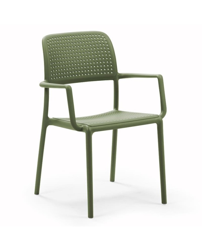 Sillón Bora NARDI apilable en resina para terraza, jardín y patio exterior en hogar y hostelería