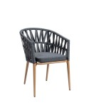 Sillón de aluminio con cuerda y respaldo curvado M71B