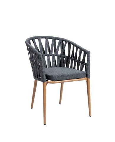 Sillón curvado en aluminio con asiento tapizado M73