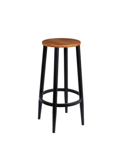 Taburete metálico con asiento de madera ZC32