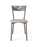 Silla Fiore CANCIO con estructura metálica y asiento en tapizado, madera teñida o lacada. Ideal  para cocina