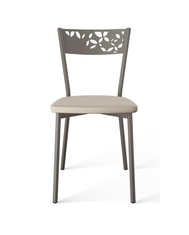 Silla Fiore CANCIO con estructura metálica y asiento en tapizado, madera teñida o lacada. Ideal  para cocina