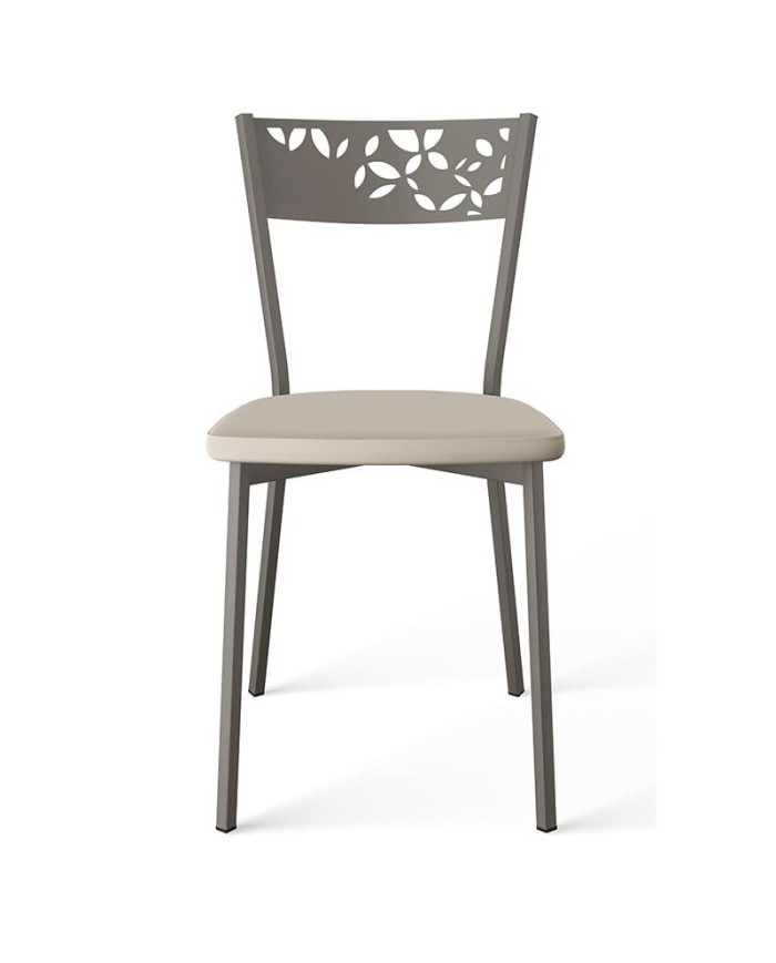 Silla Fiore CANCIO con estructura metálica y asiento en tapizado, madera teñida o lacada. Ideal  para cocina