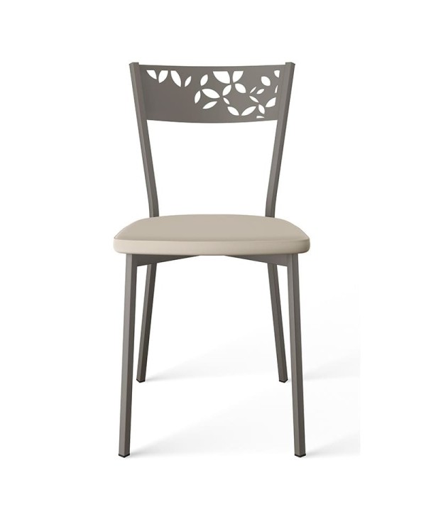 Silla Fiore CANCIO con estructura metálica y asiento en tapizado, madera teñida o lacada. Ideal  para cocina