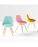 Silla Nuba L CANCIO estructura de madera y asiento y respaldo tapizados para cocina y hogar