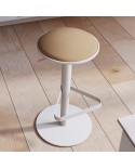 Taburete Disco CANCIO tapizado y estructura metálica para cocina y hostelería. Giratorio y regulable.
