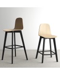 Taburete Dolce CANCIO estructura metálica y asiento de madera para cocina y hogar. En encimera y barra de bar.