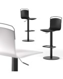 Taburete Win CANCIO elevable y giratorio en metal y madera lacada para cocina y hostelería. Ideal para encimera y barra.