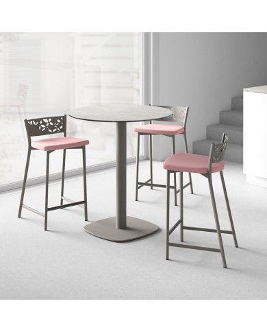 Taburete Fiore CANCIO estructura metálica y asiento tapizado para cocina y hogar. Ideal para encimera.