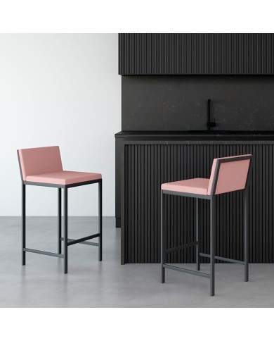 Taburete Gemma CANCIO medio tapizado y estructura metálica para cocina y hostelería. Ideal para encimera y barra de bar.