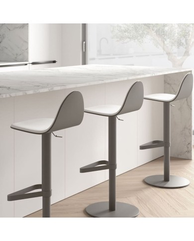 Taburete Tabu CANCIO giratorio y elevable en metal y madera para cocina y hostelería