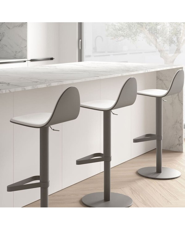 Taburete Tabu CANCIO giratorio y elevable en metal y madera para cocina y hostelería