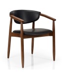 Sillón de madera tapizado para hostelería con brazos y diseño elegante