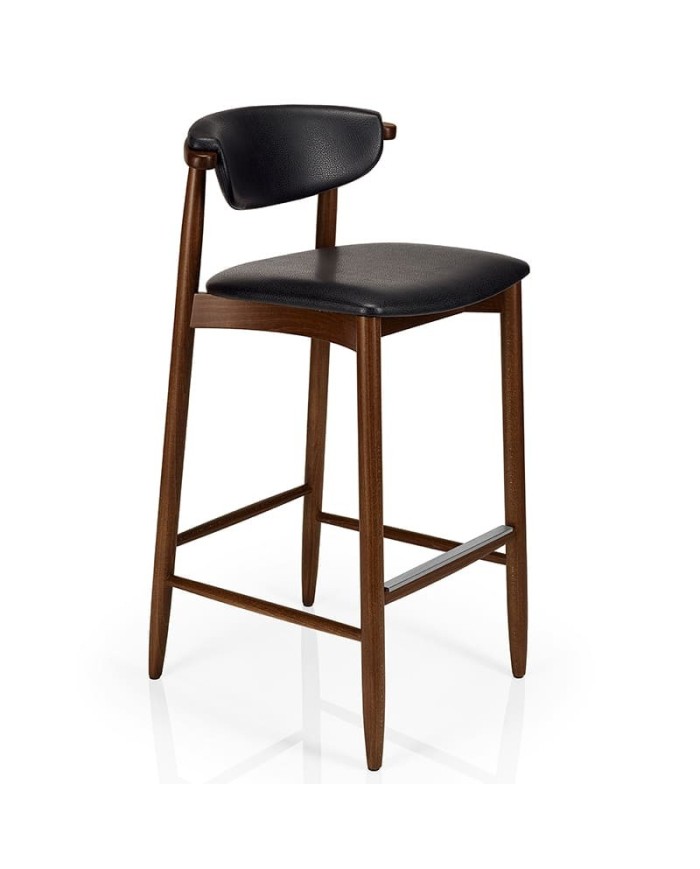 Taburete de madera tapizado para hostelería con diseño elegante y estructura resistente