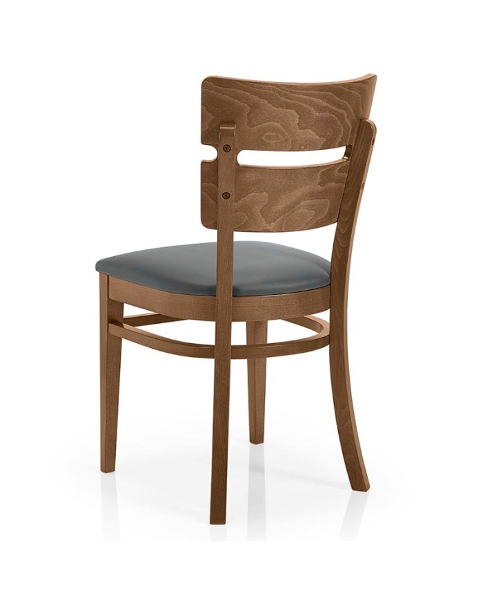 Silla de madera con asiento tapizado JMS Moreira L05B