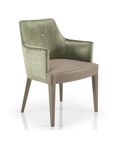 Sillón tapizado con brazos y respaldo envolvente para comedor y hostelería