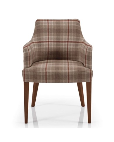 Sillón tapizado con brazos y patas de madera para salón - comedor y hostelería