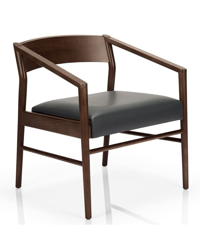 Butaca de madera y asiento tapizado para hogar y hostelería interior.