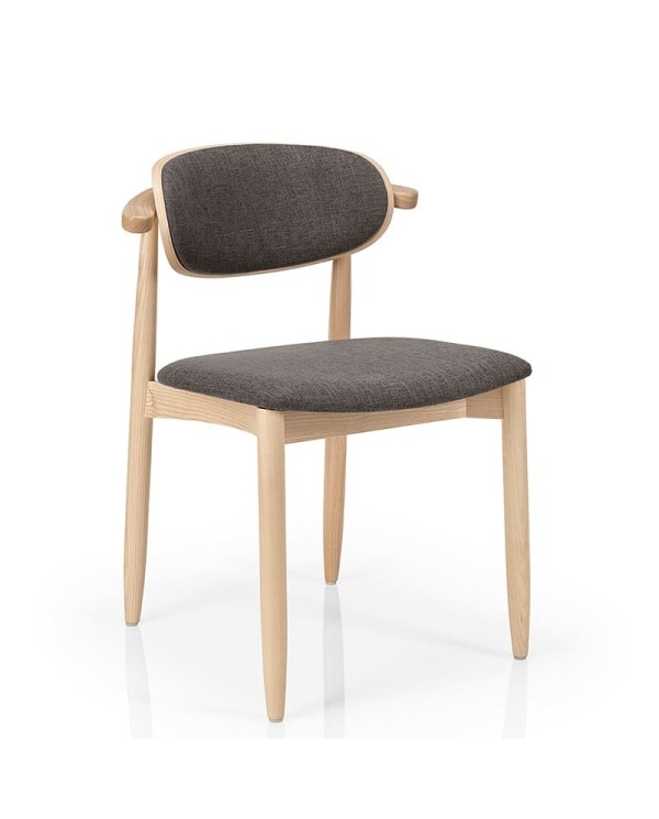 Silla tapizada con estructura de madera y asiento - respaldo tapizado para hogar y hostelería.