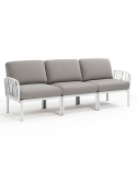 Sofá modular de 3 plazas en resina y tapizado para exterior