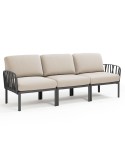 Sofá Komodo 3 plazas NARDI en resina y tapicería para hogar y hostelería. Ideal para jardín, terraza y patio. Modular.