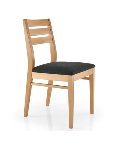 Silla de madera con asiento tapizado para hogar y hostelería