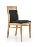 Silla de madera con asiento y respaldo tapizado para hogar y hostelería