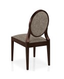 Silla de madera con respaldo ovalado tapizado y asiento tapizado para hogar y hostelería