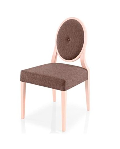 Silla de madera tapizada con respaldo ovalado para hogar y hostelería