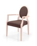 Sillón de madera tapizado con respaldo ovalado para hogar y hostelería