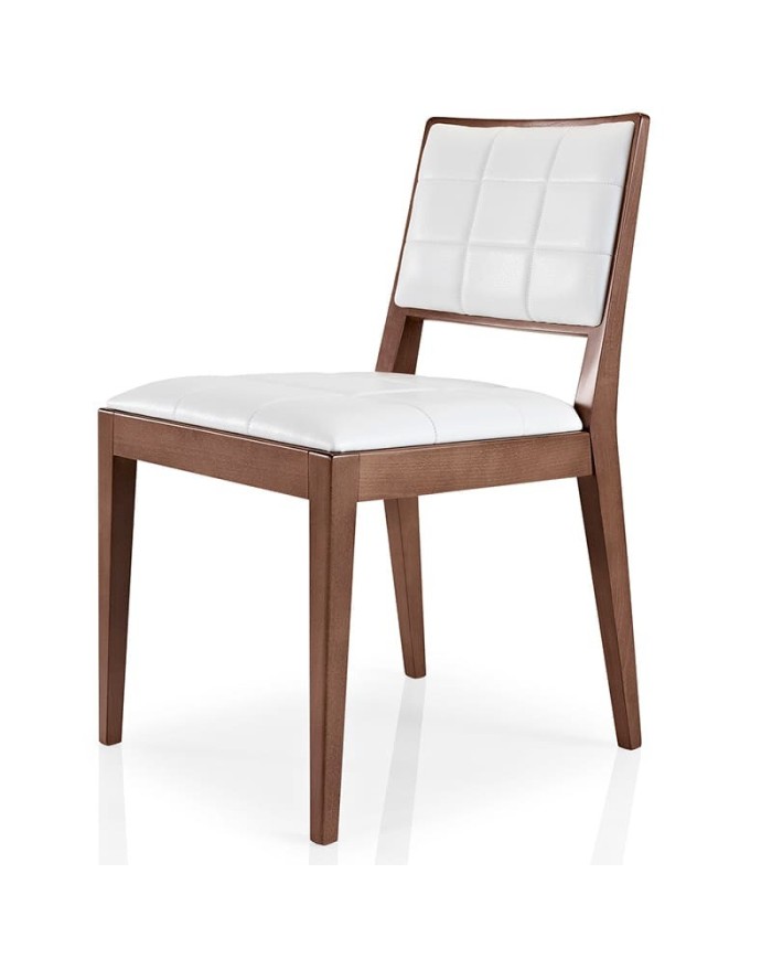 Silla tapizada con estructura de madera y respaldo acolchado para hogar y hostelería