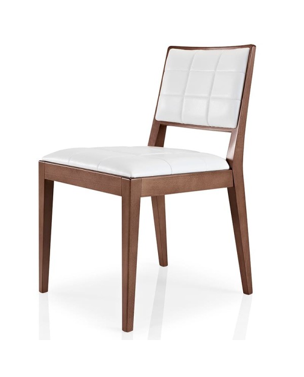 Silla tapizada con estructura de madera y respaldo acolchado para hogar y hostelería