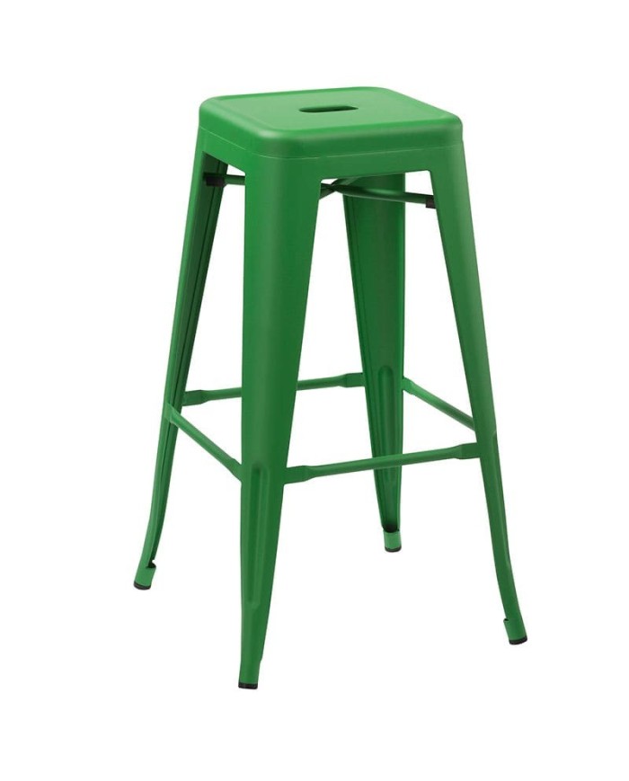 taburete metálico estilo industrial para bares F25 verde