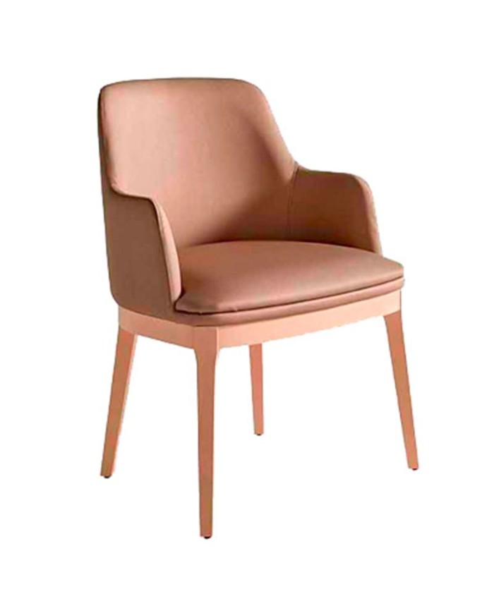 Sillón tapizado con madera de haya para salón comedor y hostelería