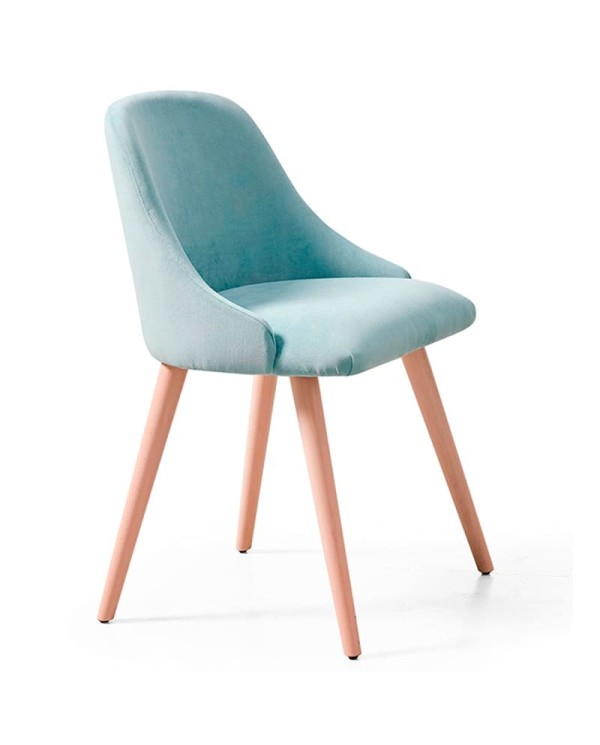 Silla tapizada curvada con madera para hogar y hostelería