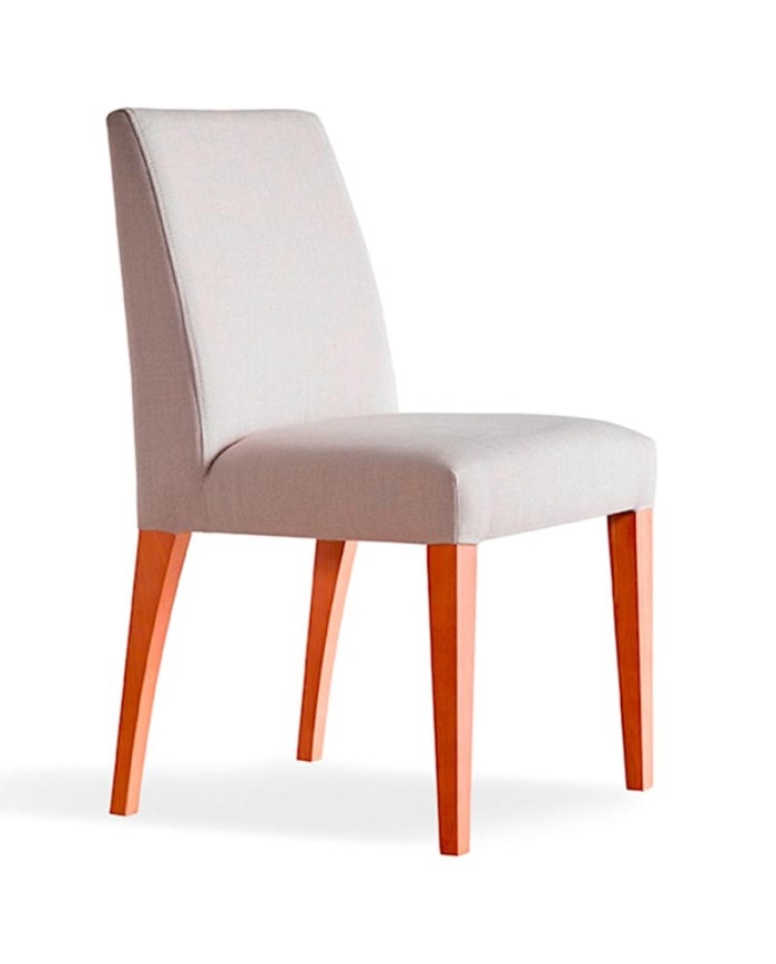 Silla tapizada con patas en madera para salón y comedor, así como para hostelería