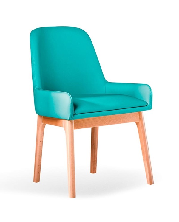 Silla curvada tapizada con madera de haya para hogar y hostelería