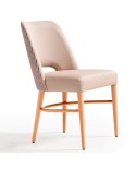 Silla de diseño, curvada tapizada con estructura en madera de haya. Ideal para hogar y hostelería